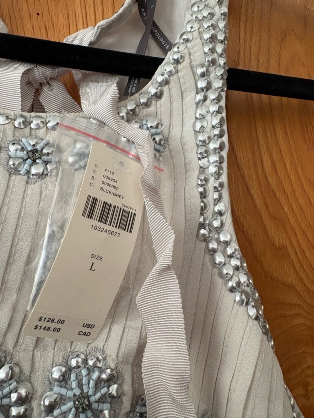 Anthropologie Sheer Embellished beaded HalterTop L - Picture 3 of 12